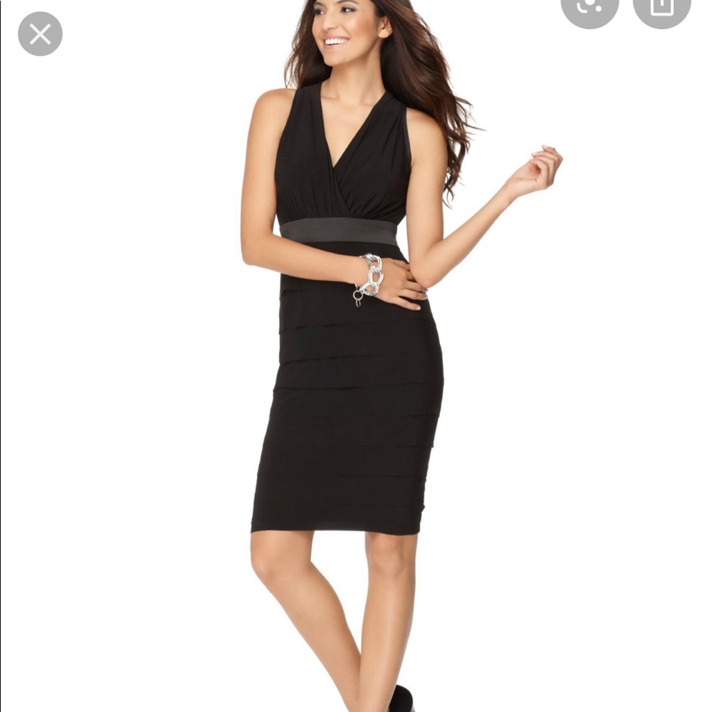 Evan Picone NAVY tiered halter cocktail dress